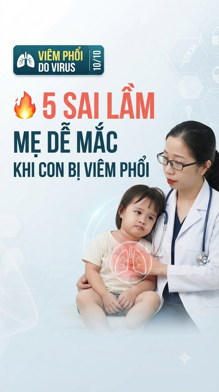 🎯TẬP 10: 5 SAI LẦM CHA MẸ DỄ MẮC                       KHI TRẺ VIÊM PHỔI DO VIRUS