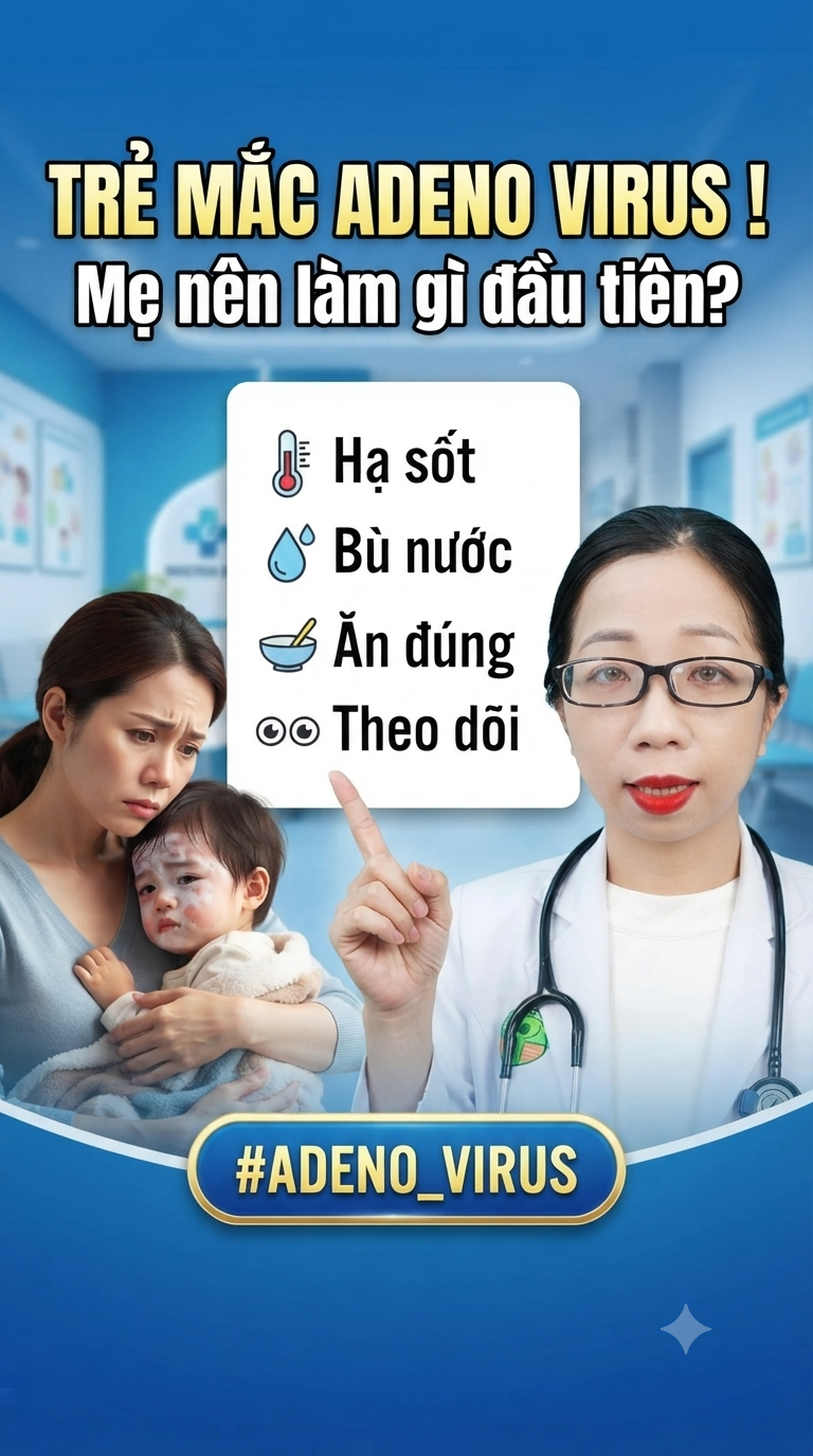 🦠 Bài 7: Chăm Sóc Trẻ Mắc Adenovirus Tại Nhà – Hạ Sốt, Bù Nước Và Dinh Dưỡng Đúng Cách
